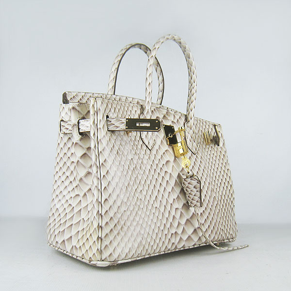 Replica Hermes Birkin 30CM Fish Veins Leather Bag Cream 6088 On Sale